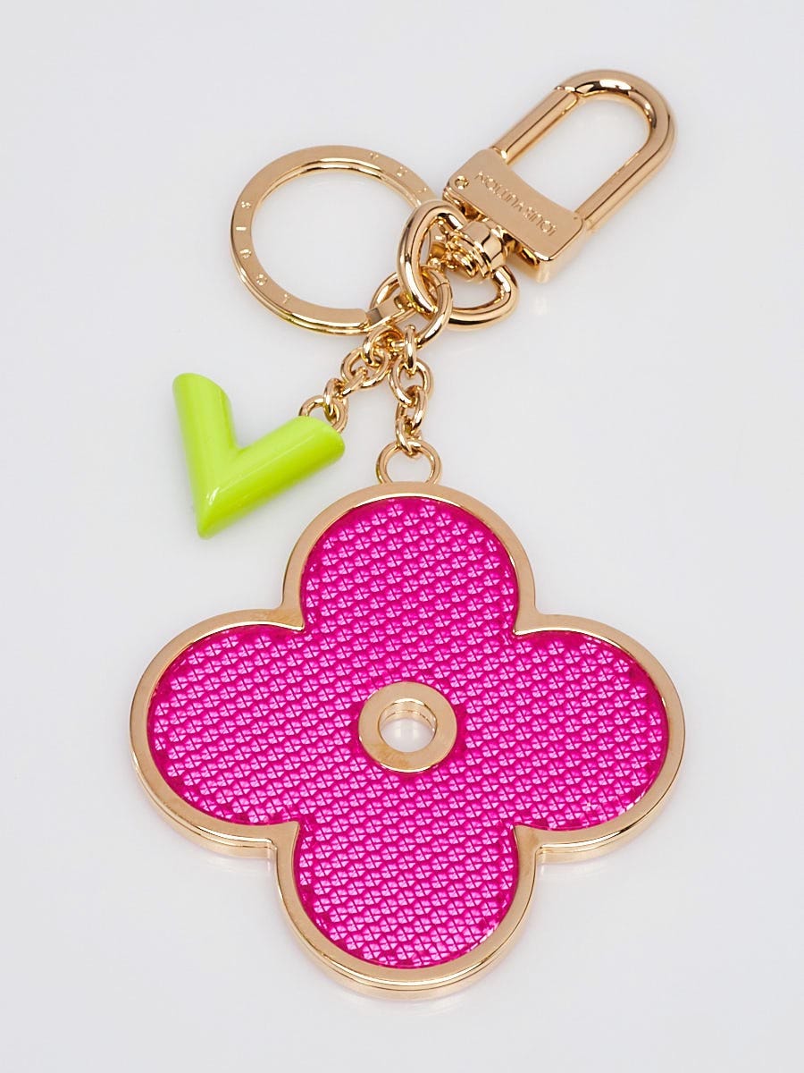 Louis Vuitton Pink Resin Flower and V Key Holder and Bag Charm