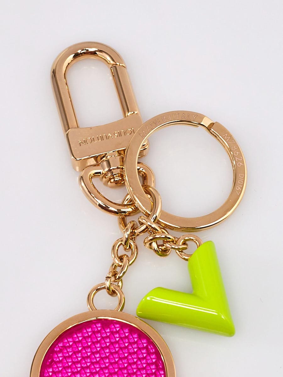Louis Vuitton Pink Resin Flower and V Key Holder and Bag Charm