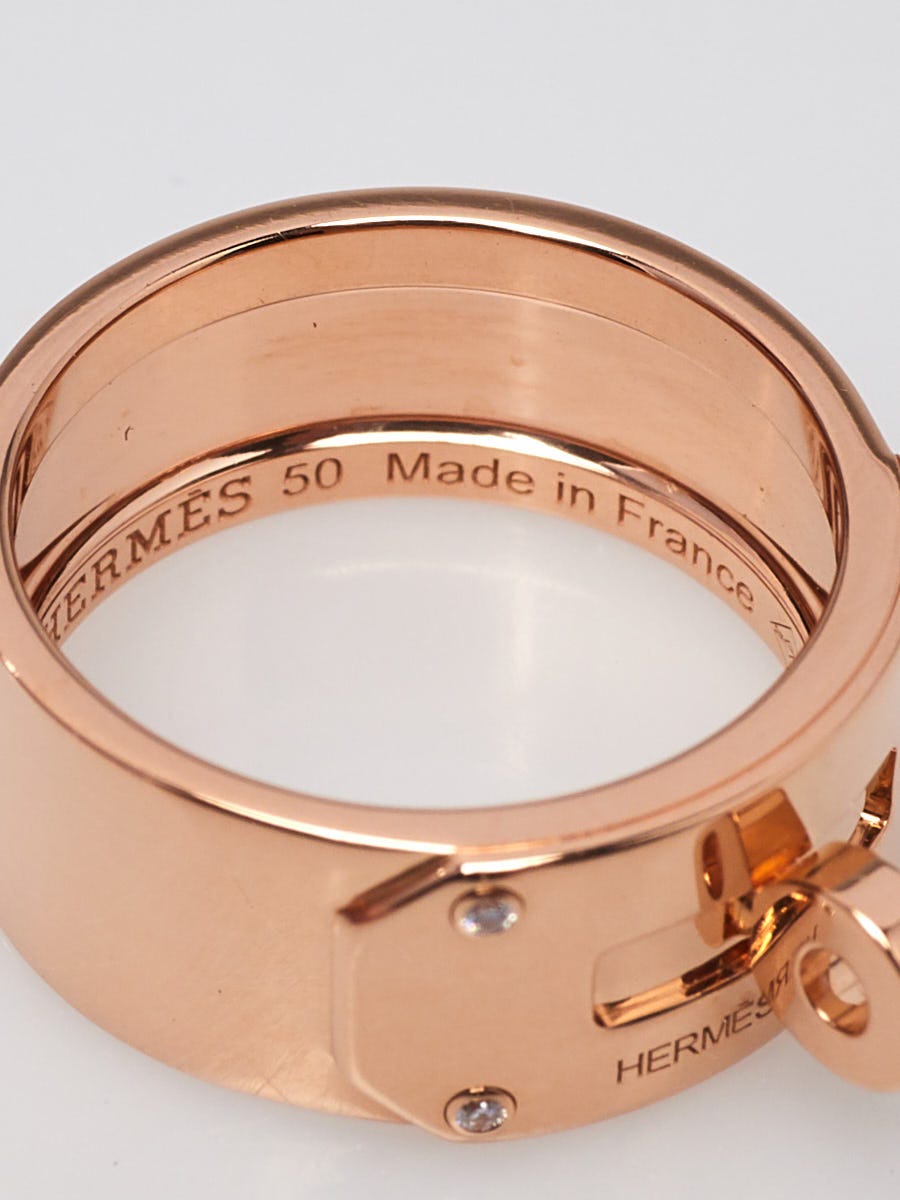 Hermes Kelly ring rose gold diamonds【関税込】 Hermes Rose Gold Diamond Kelly PM Ring 52 – MAISON de LUXE