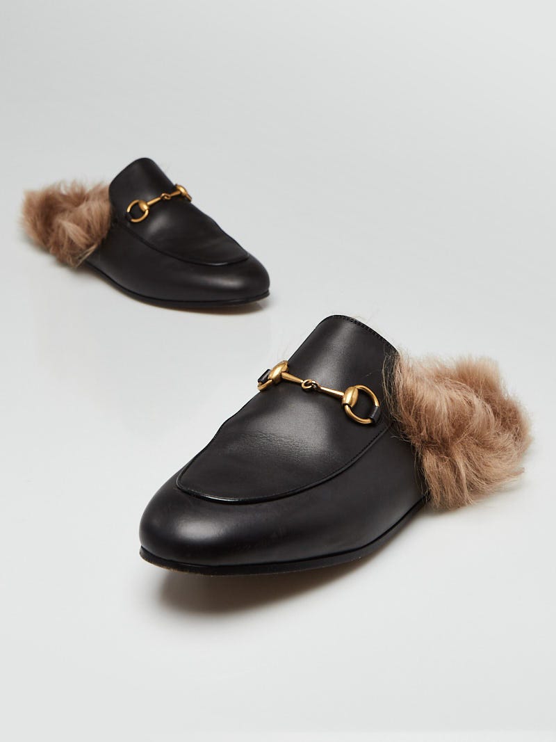 gucci flats with fur