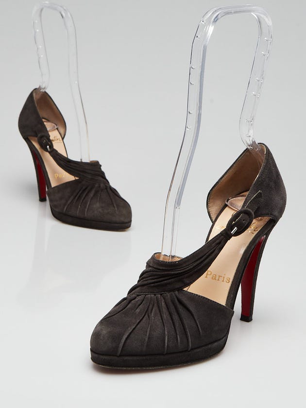 Christian Louboutin Dark Grey Ruched Suede Drapiday 120 Size 4.5/35
