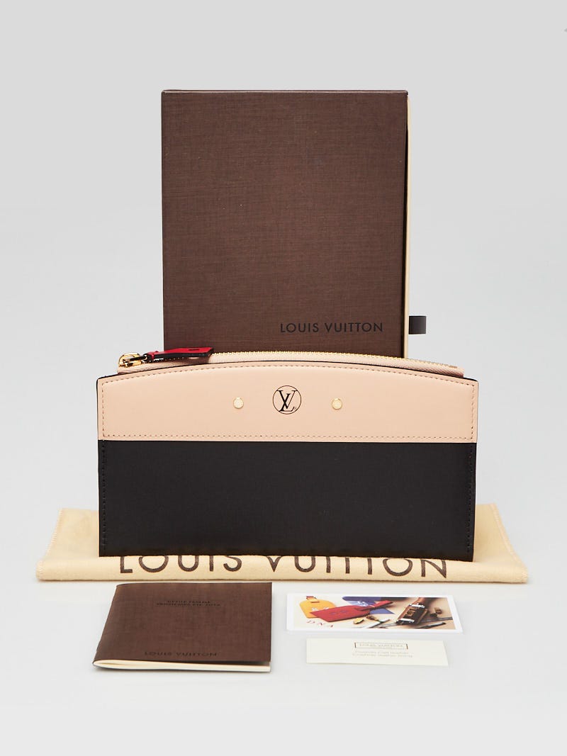 Louis Vuitton Black/Beige Leather Steamer Zip Wallet - Yoogi's Closet
