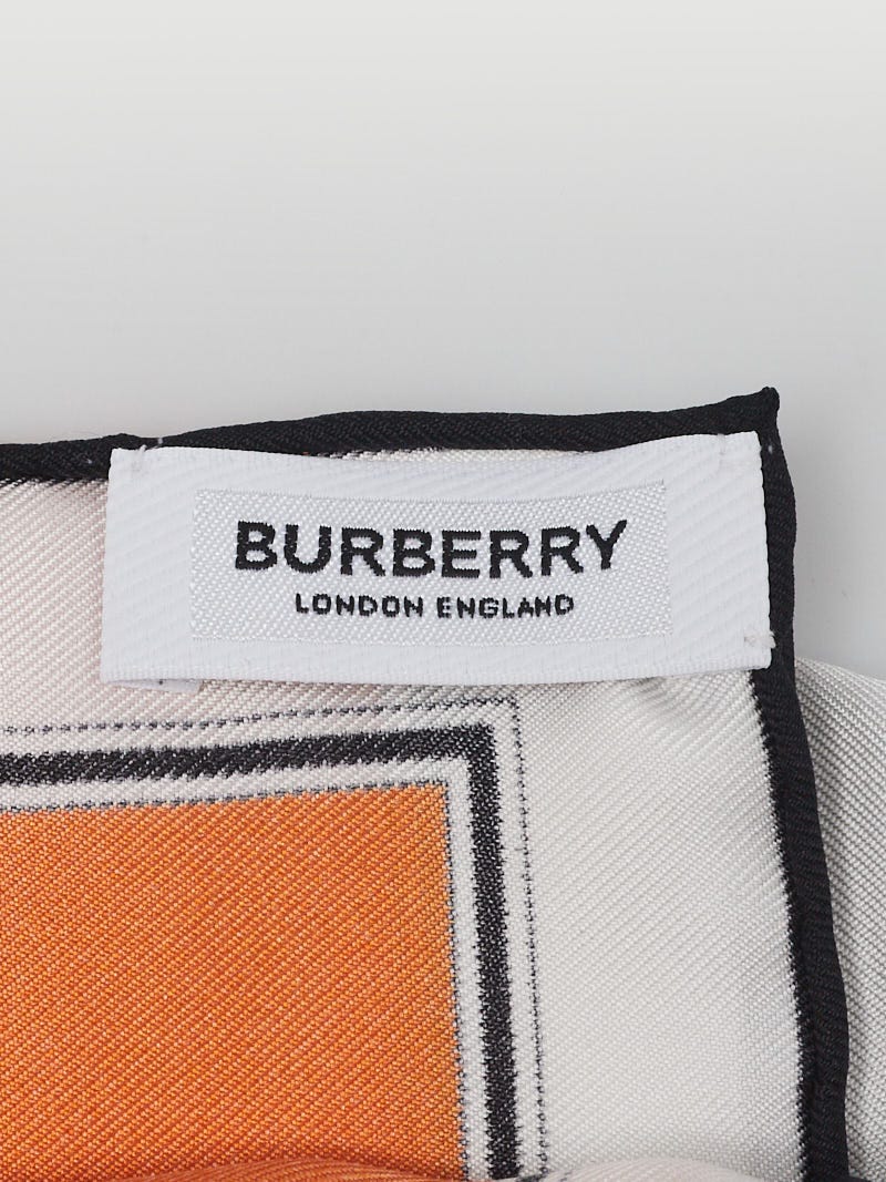 Burberry Orange/White Silk Monkey Print Square Scarf - Yoogi's Closet