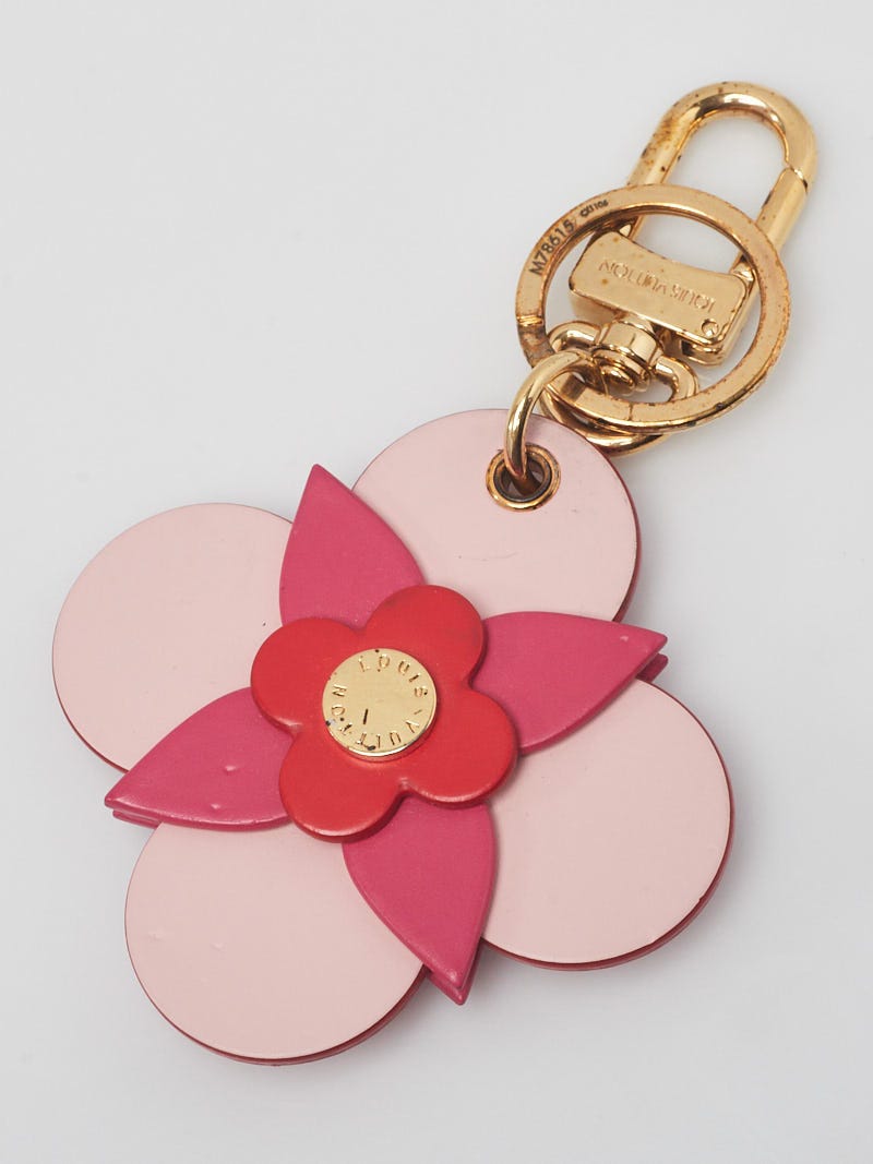 Louis Vuitton Pink/Red Leather Flower Key Holder and Bag Charm