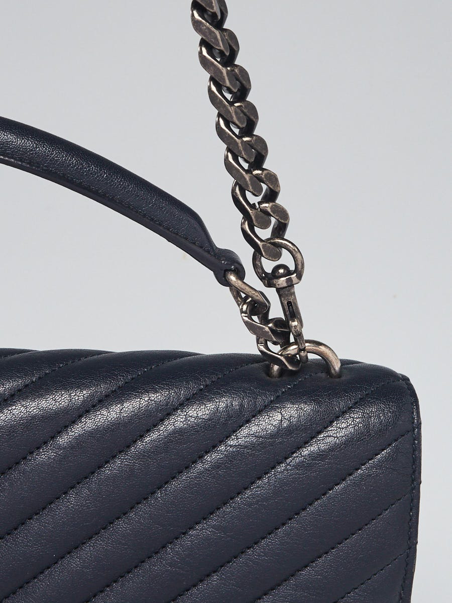 YSL Blue Chevron Leather College Chain Wallet (WOC) QTA2023PBB000