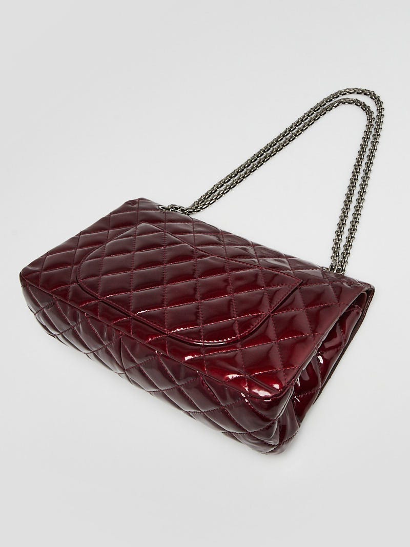 Chanel Dark Red 2.55 Reissue Quilted Classic Patent Leather 227 Jumbo Flap Bag