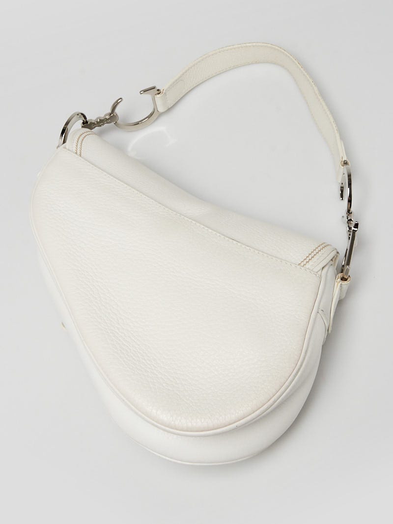 Christian Dior Saddle Bag White Grained Calfskin Gold Hardware – Coco  Approved Studio