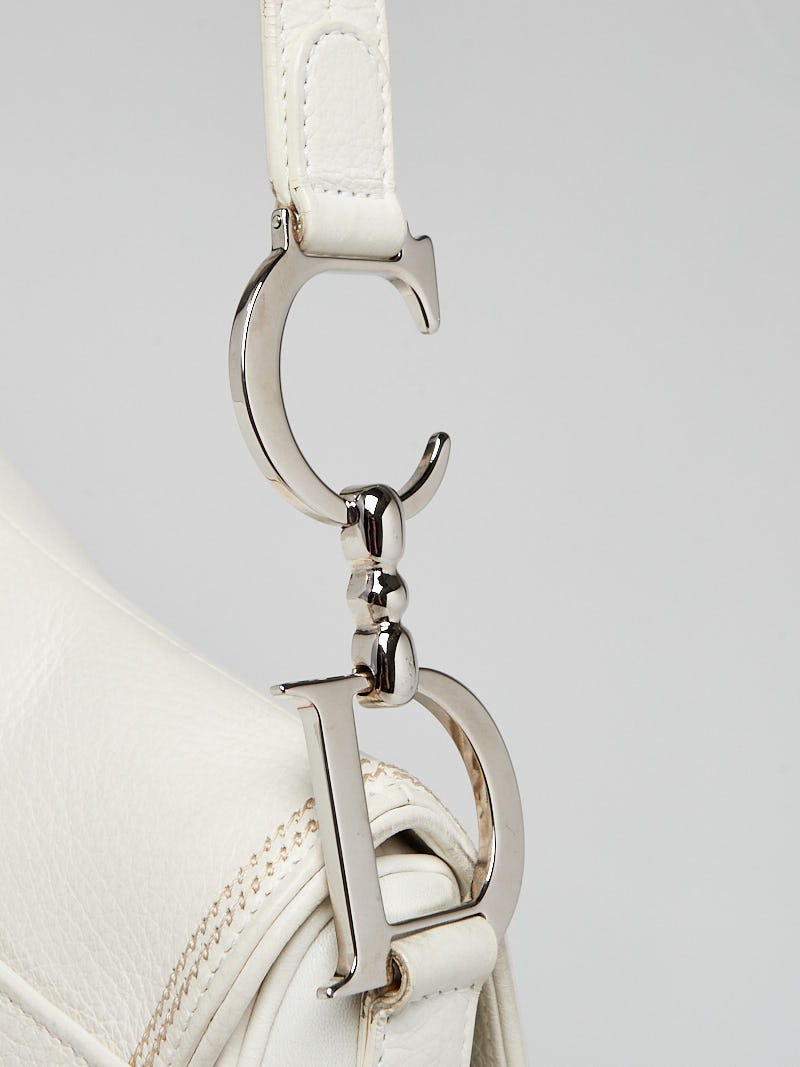 Dior White Mini Leather Saddle Pony-style calfskin ref.991020