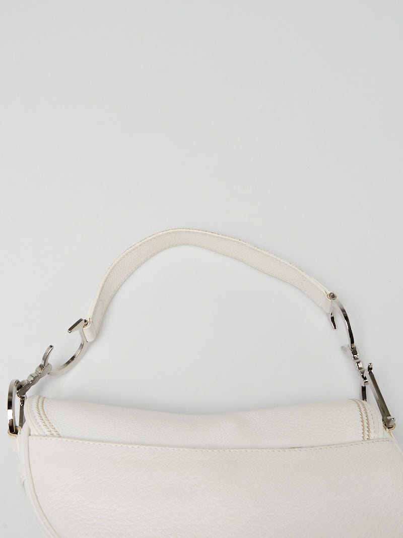 Christian Dior Grained calf leather Saddle Bag White ref.566104