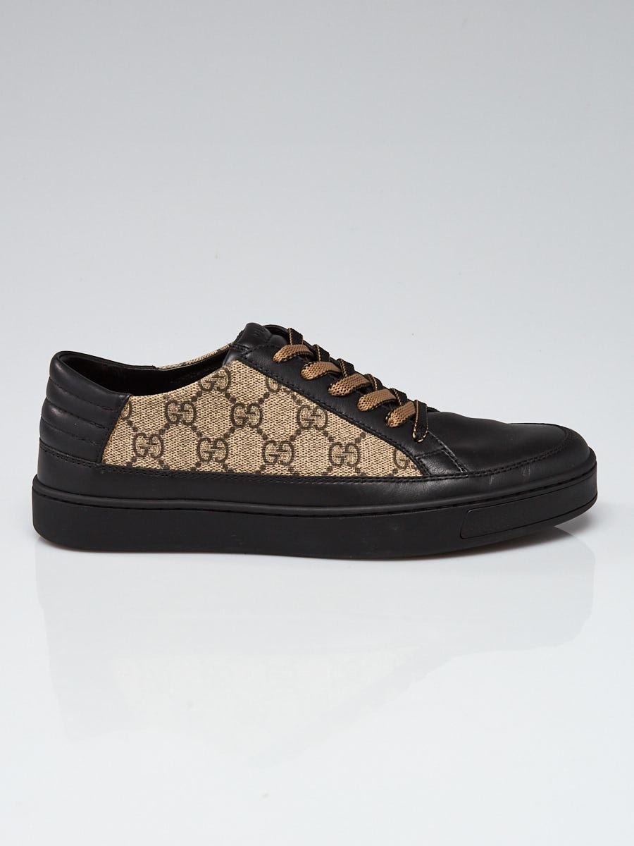 Black GG Supreme canvas and leather trainers