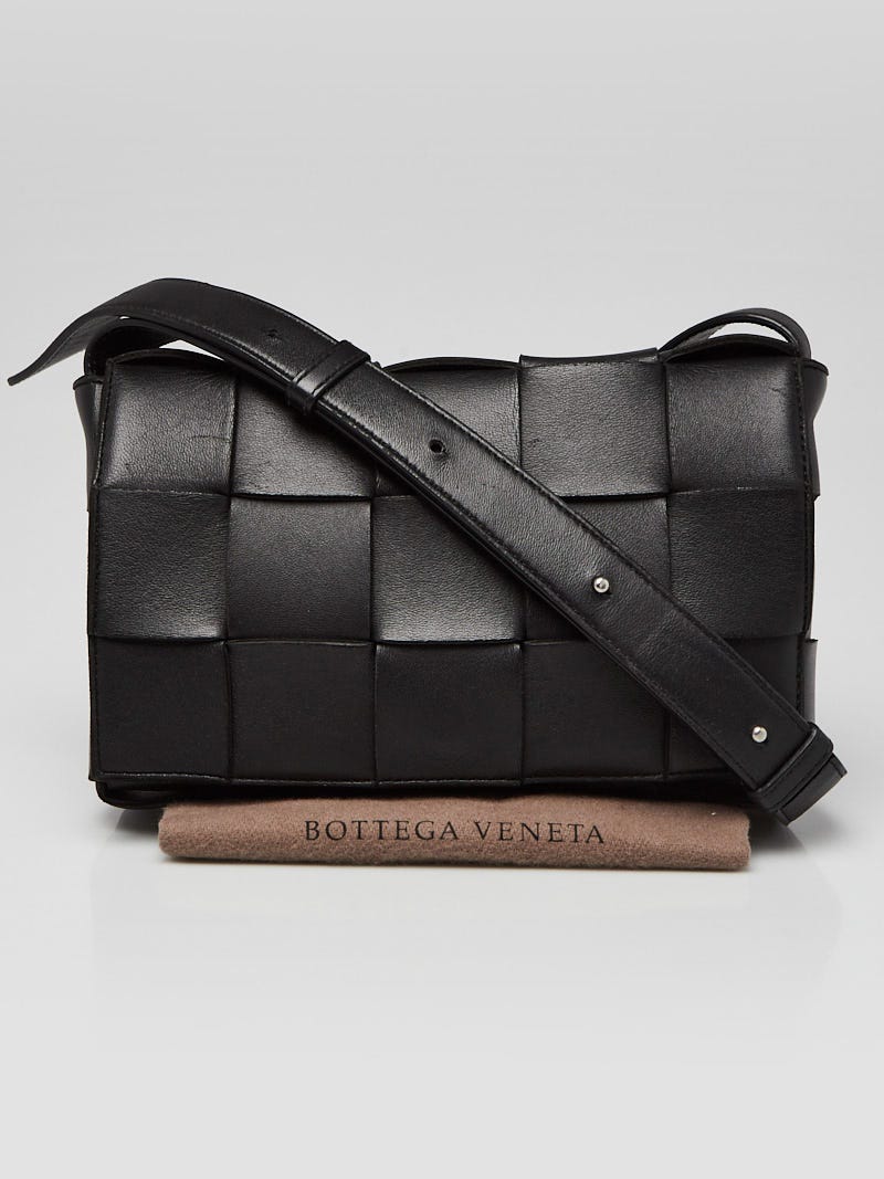 Bottega Veneta Black Nappa Leather Maxi Weave Cassette Crossbody