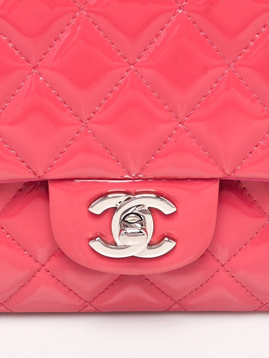 Chanel Pink Quilted Patent Leather Classic Medium Double Flap Bag