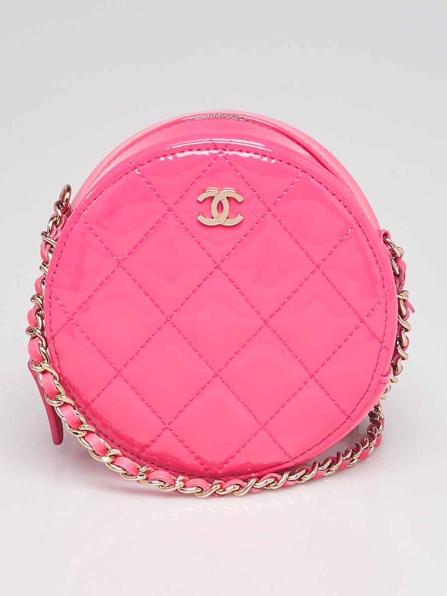 Chanel Pink Quilted Patent Leather Round Clutch with Chain Bag - Yoogi's  Closet