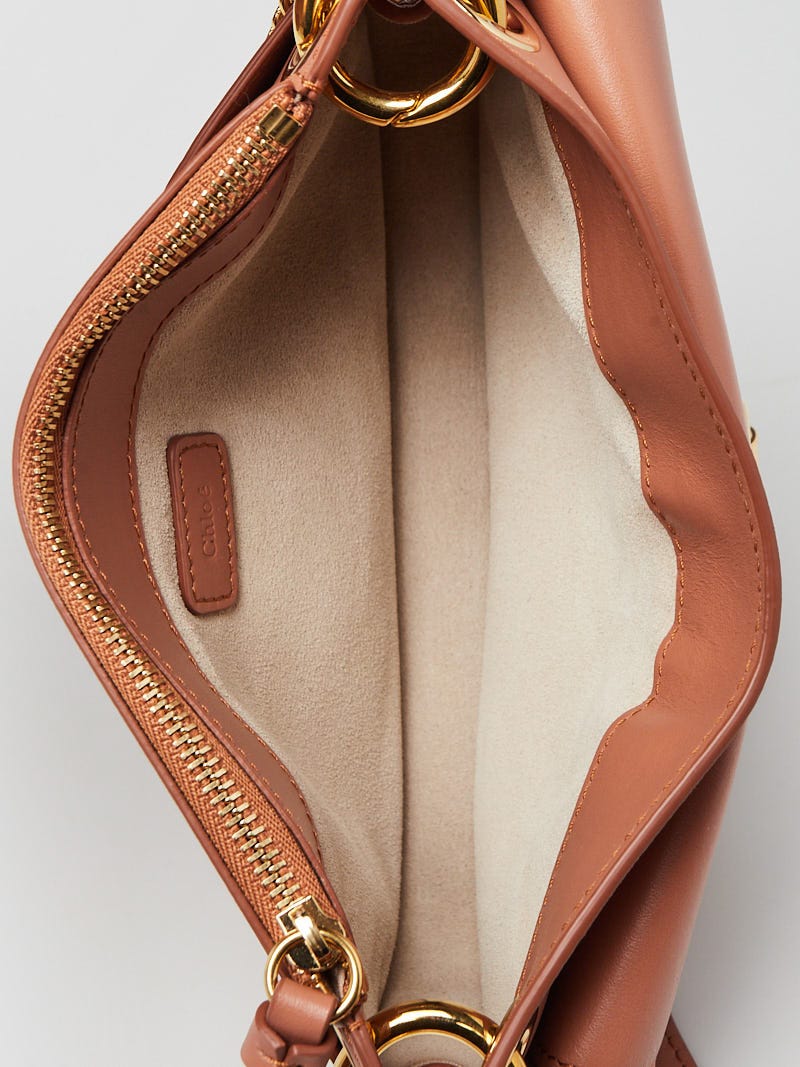 Chloe Muted Brown Leather Mini Tess Crossbody Bag - Yoogi's Closet