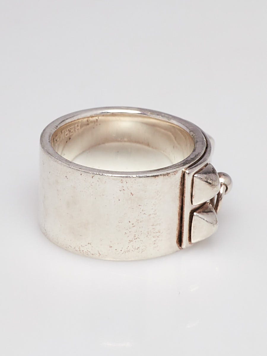 Hermes Sterling Silver Collier de Chien Ring Size 54/7