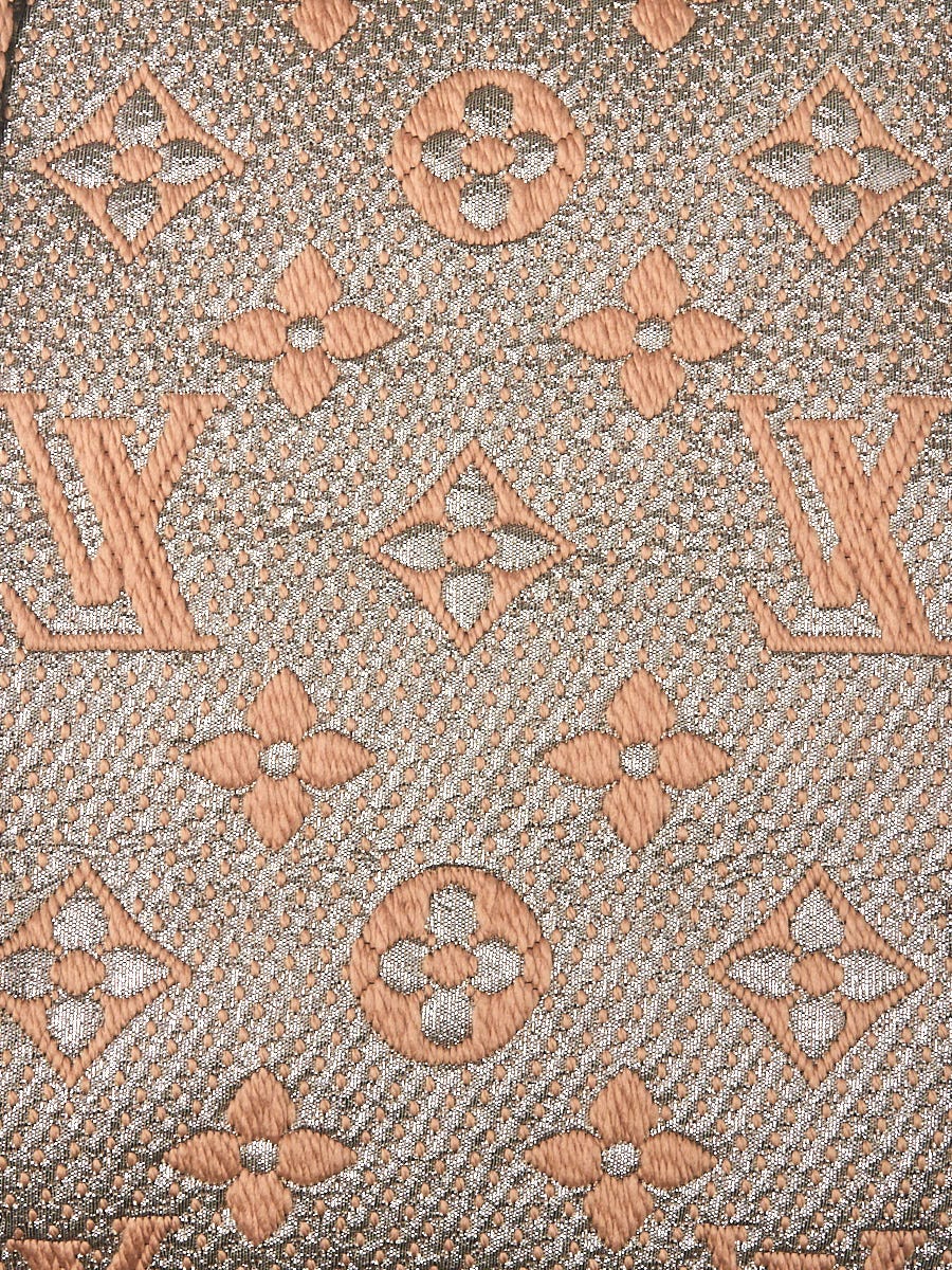 LOUIS VUITTON Wool Silk Logomania Shine Scarf Pink 491122