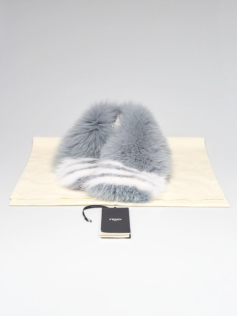 Fendi Grey/White Fox Fur Stole | Yoogi's Closet