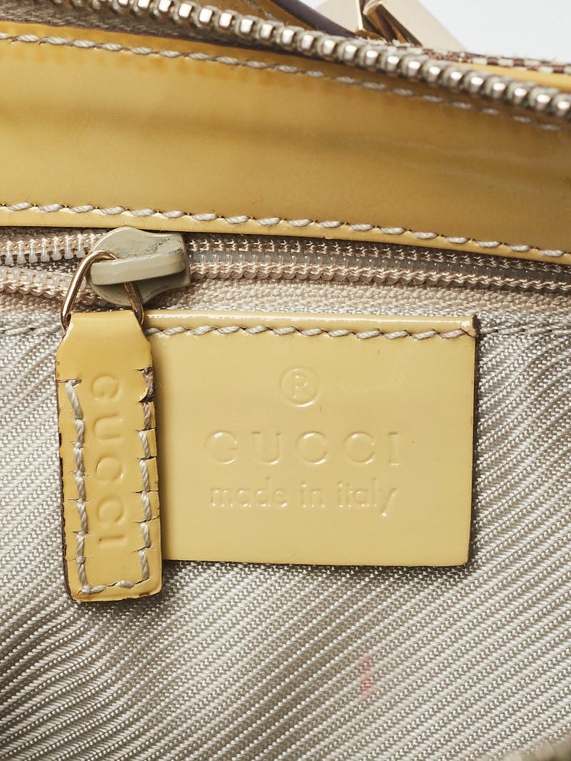 Gucci Beige/Yellow GG Canvas/Patent Leather Shoulder Bag - Yoogi's Closet