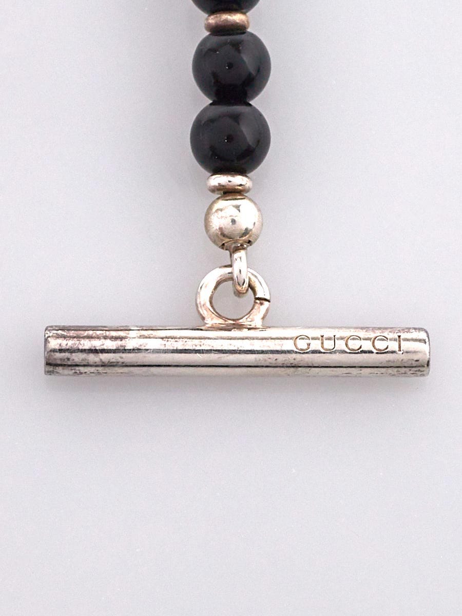 Gucci Onyx and Sterling Silver Beaded Toggle Bracelet | Yoogi's Closet Gucci Onyx and Sterling Silver Beaded Toggle Bracelet | Yoogi's Closet