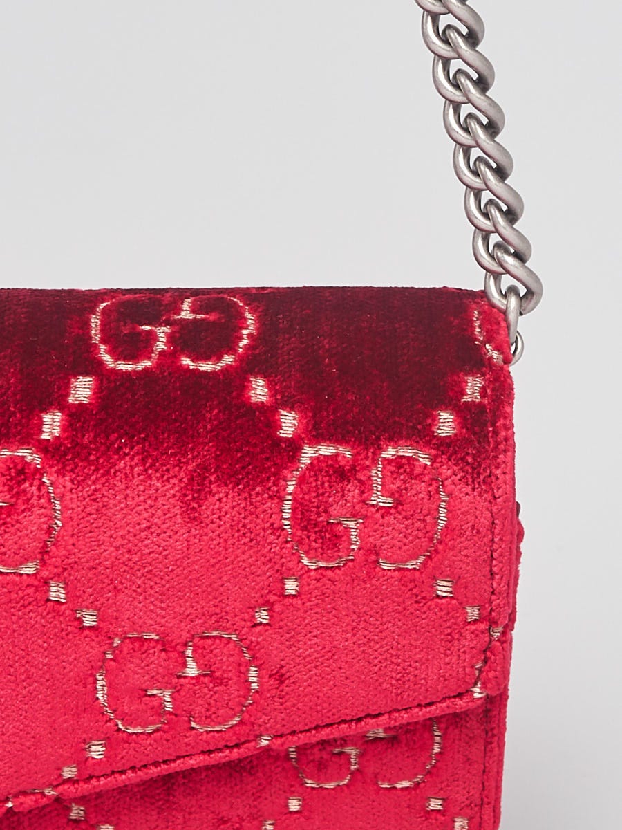 Gucci Red GG Velvet Mini Dionysus Wallet on Chain Bag | Yoogi's Closet