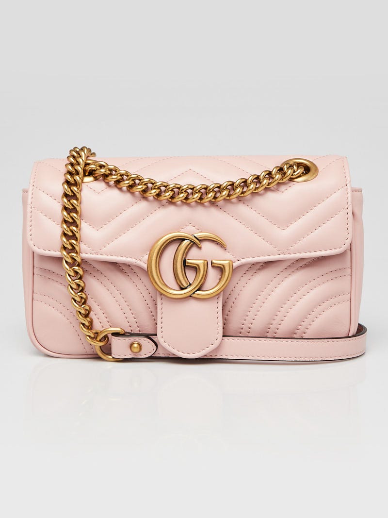 Gucci Pink Quilted Leather Marmont Mini Shoulder Bag - Yoogi's Closet