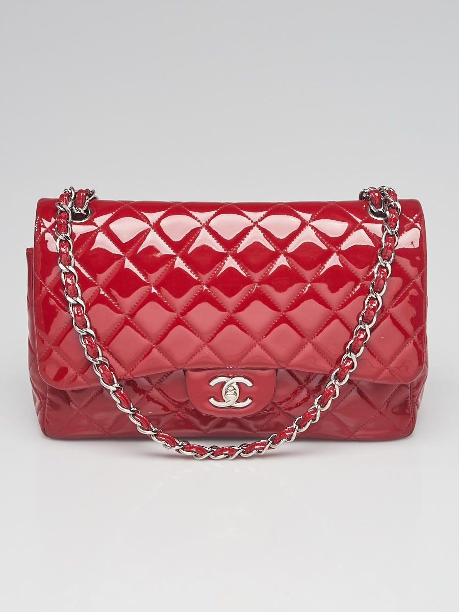 Chanel Red Patent Leather Brilliant Long CC Flap Wallet - Yoogi's Closet