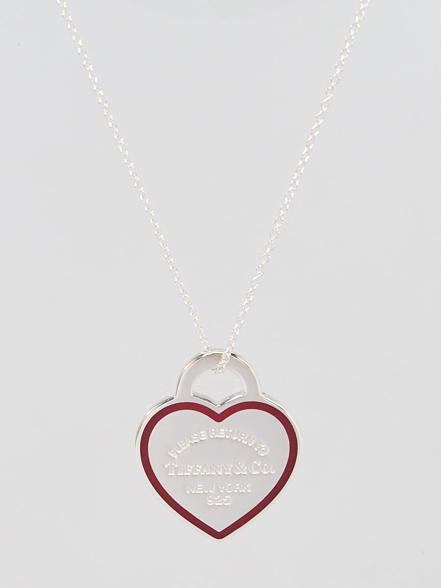 Return to Tiffany™ Red Double Heart Tag Pendant in Silver with a Diamond,  Mini | Tiffany & Co.
