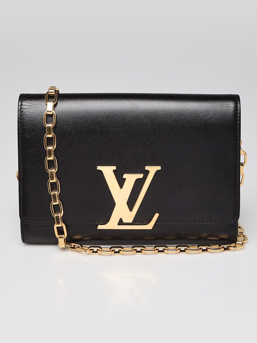 Louis Vuitton Black Calfskin Leather Chain Louise GM Bag - Yoogi's Closet