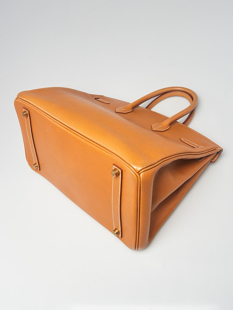 Hermes 35cm Natural Sable Ardennes Leather Gold Plated Birkin Bag - Yoogi's  Closet