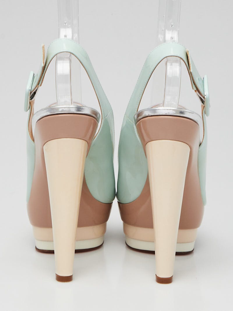 Christian Louboutin Ice Blue/Beige Patent Leather 123 Scarpe