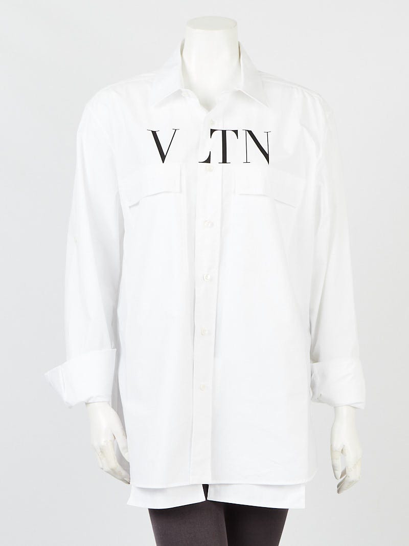 Valentino White Cotton VLTN Button Up Shirt Size 6/40 - Yoogi's Closet