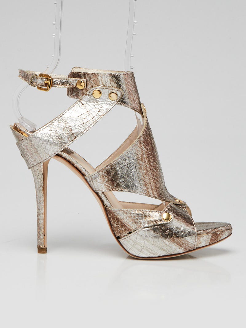 Christian Dior Metallic Gold Snakeskin Extreme Dior Sandals Size