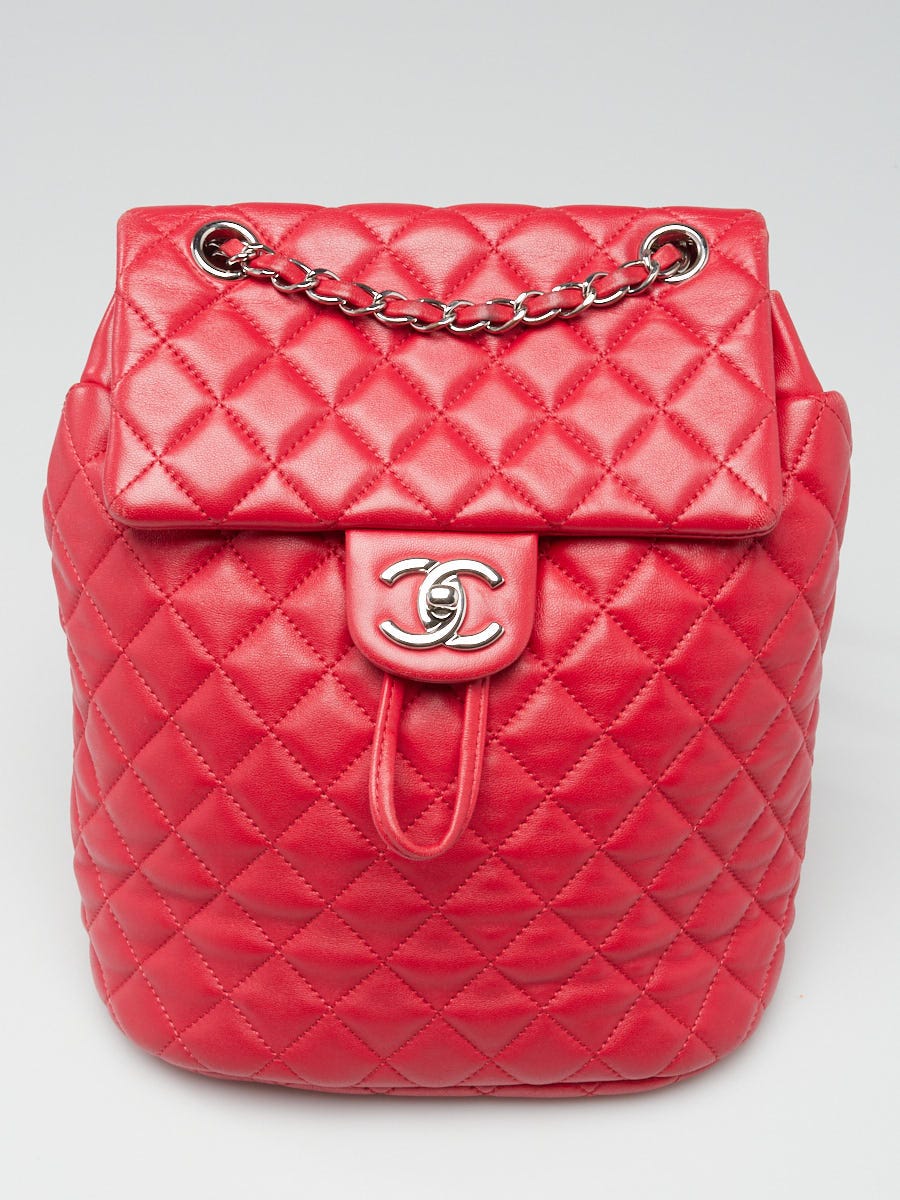 Chanel Red Quilted Lambskin Leather Small Urban Spirit Backpack Bag - Yoogi's  Closet