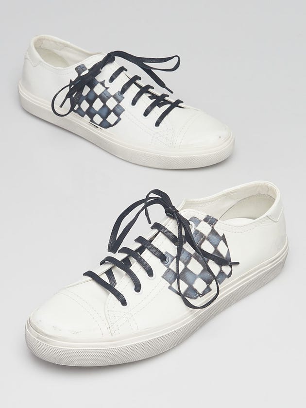 Yves Saint Laurent White Leather Distressed Bedford Low Top Sneakers Size 9/39.5