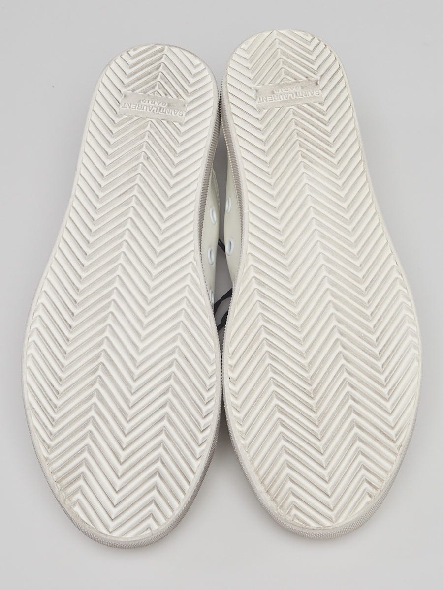 Yves Saint Laurent White Leather Distressed Bedford Low Top Sneakers Size 9/39.5