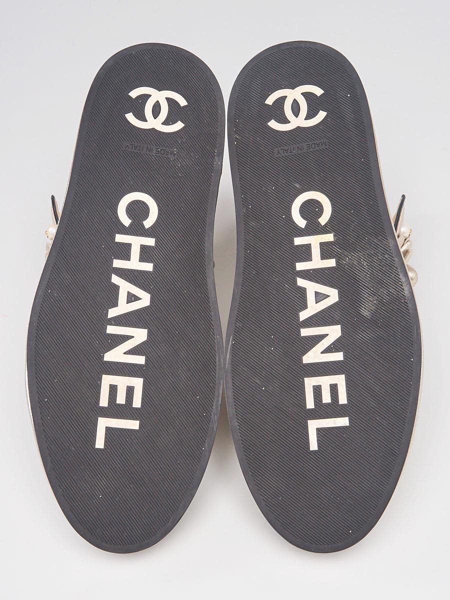 Chanel Gold Metallic Leather Camellia High Top Sneakers Size Chanel Gold Metallic Leather Camellia High Top Sneakers Size