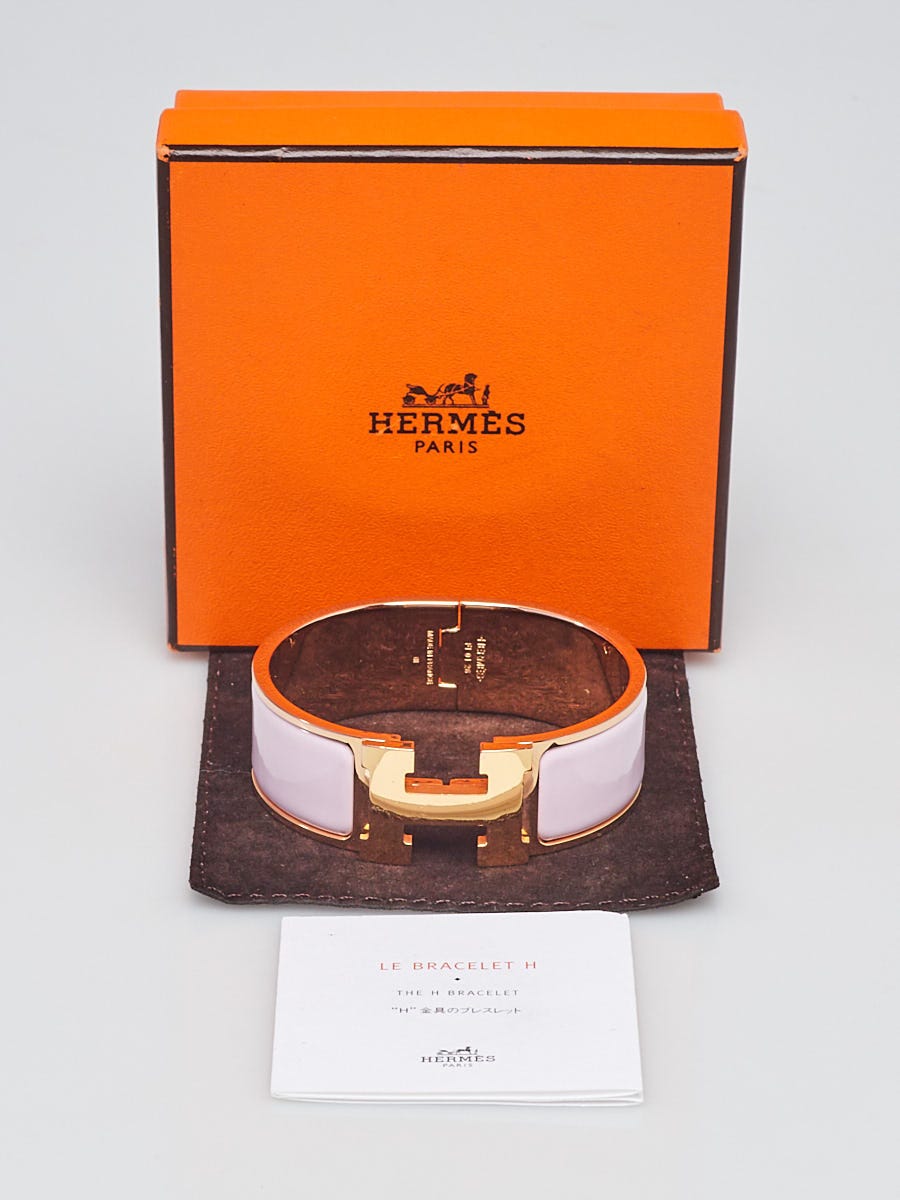Hermes Wide Clic Clac H Bracelet (Bois de Rose/Yellow Gold Plated) - PM