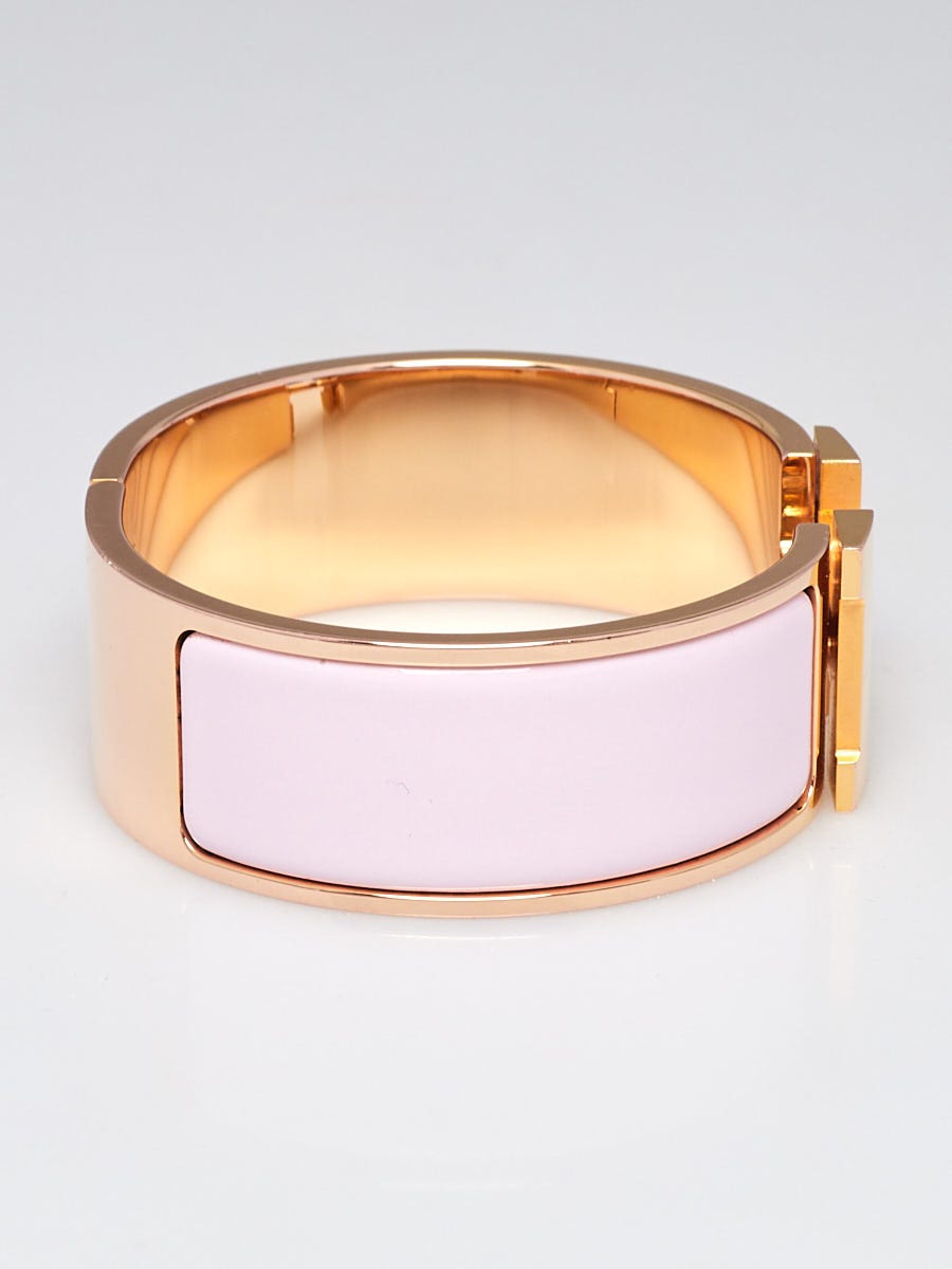 Hermes, Jewelry, 72 Hermes Clic Clac H Palladiumplated Enamel Bracelet In Rose  Dragee Size Pm