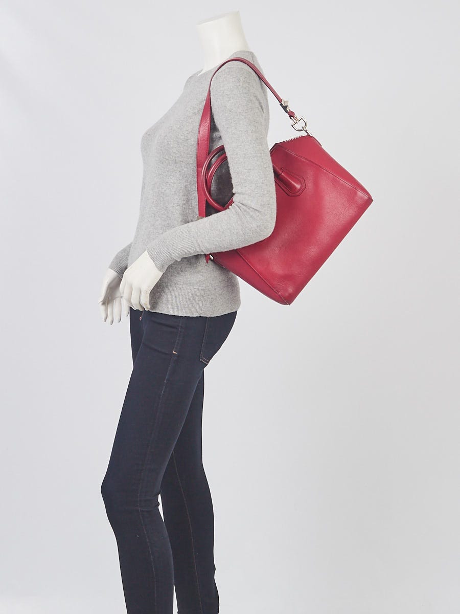 Givenchy Dark Red Sugar Goatskin Leather Small Antigona Bag