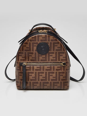 fendi ff mini backpack stud fastening at top FENDI Mini FF Leather Backpack