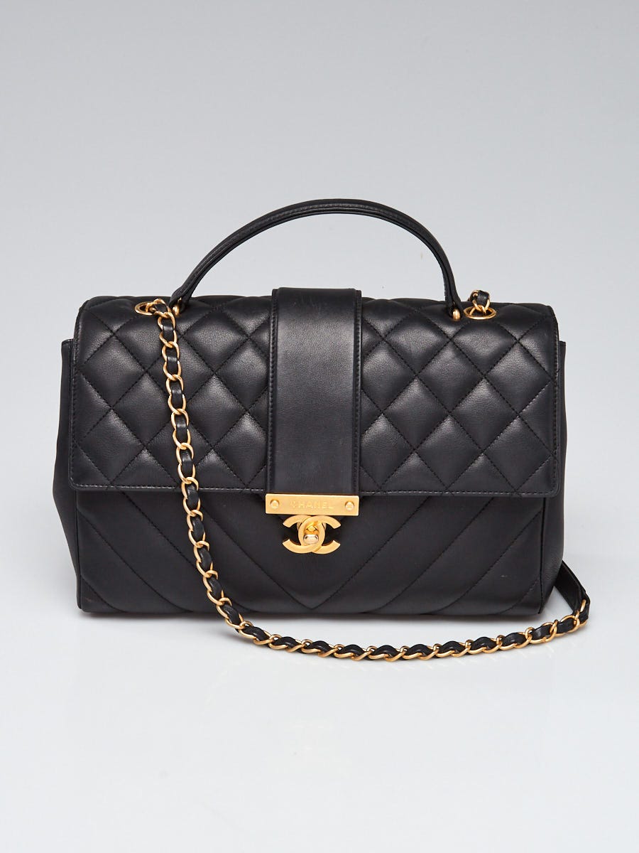 Chanel Black Quilted Calfskin Leather Gold Class CC Top Handle Bag -  Yoogi's Closet