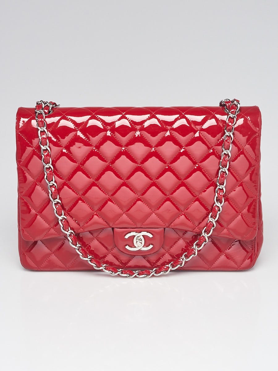 Chanel Red Quilted Patent Leather Classic Maxi Single Flap Bag - Yoogi's  Closet