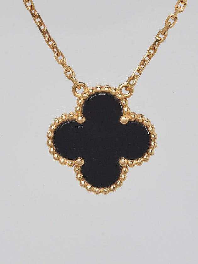 Van Cleef & Arpels 18k Yellow Gold and Black Onyx Vintage Alhambra Pendant