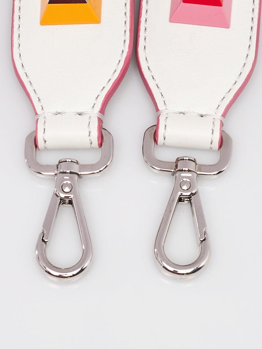 Fendi White Leather and Multicolor Plexiglas Studs Strap You