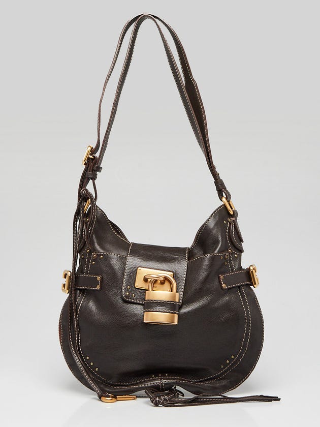 Chloe Brown Pebbled Leather Paddington Hobo Bag