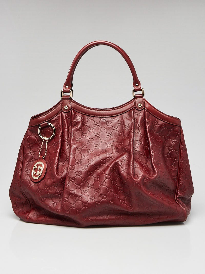 Gucci Dark Red Guccissima Leather Large Sukey Tote Bag | Yoogi's