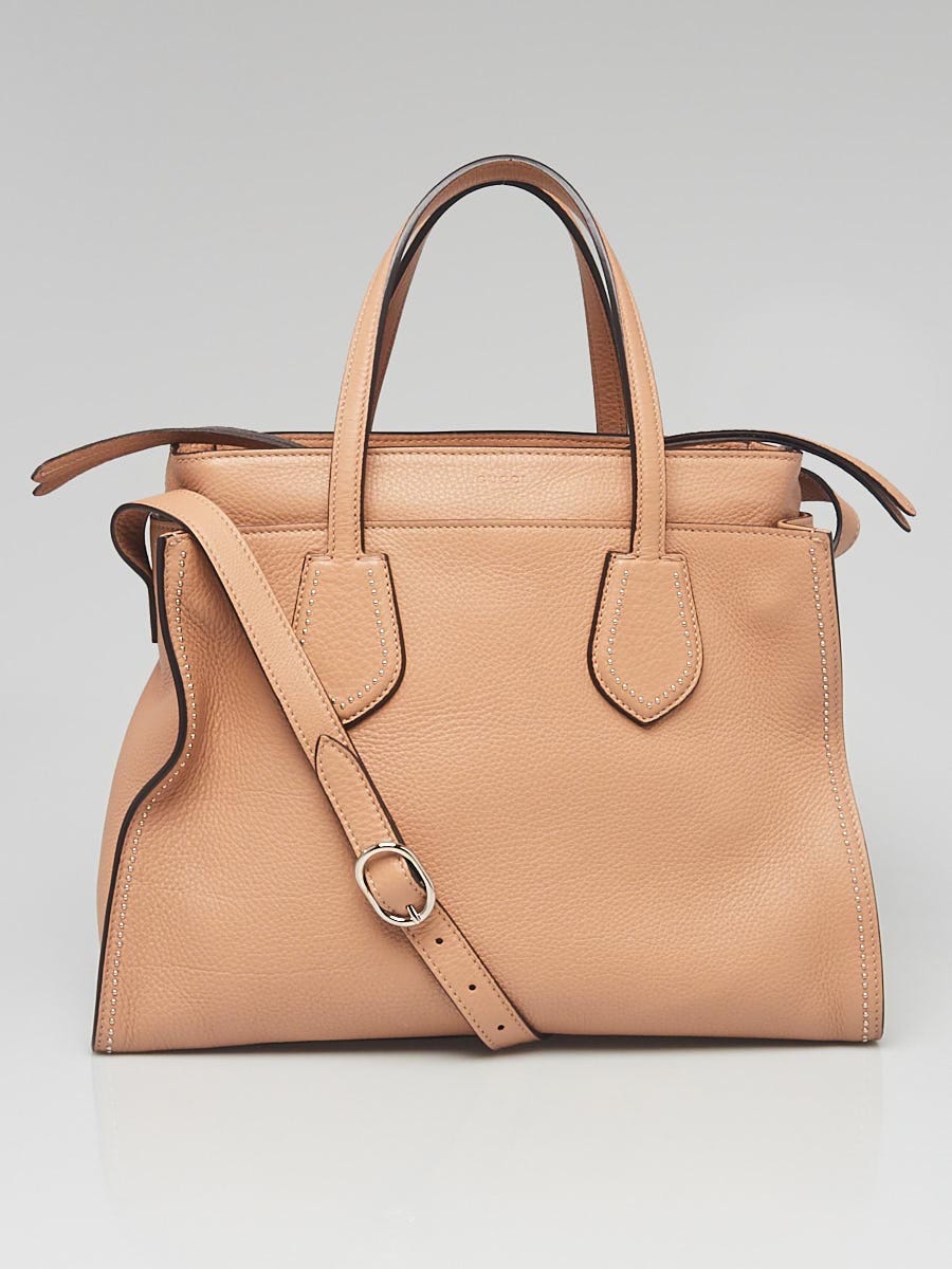 Gucci Beige Pebbled Leather Ramble Studded Layered Tote Bag Yoogi s Closet