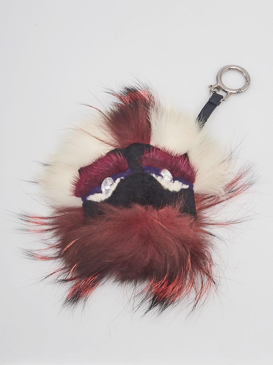 Fendi Red Fur Bag Bugs Leather Key Chain / Bag Charm Authentic preowned  Dark red ref.674049 - Joli Closet