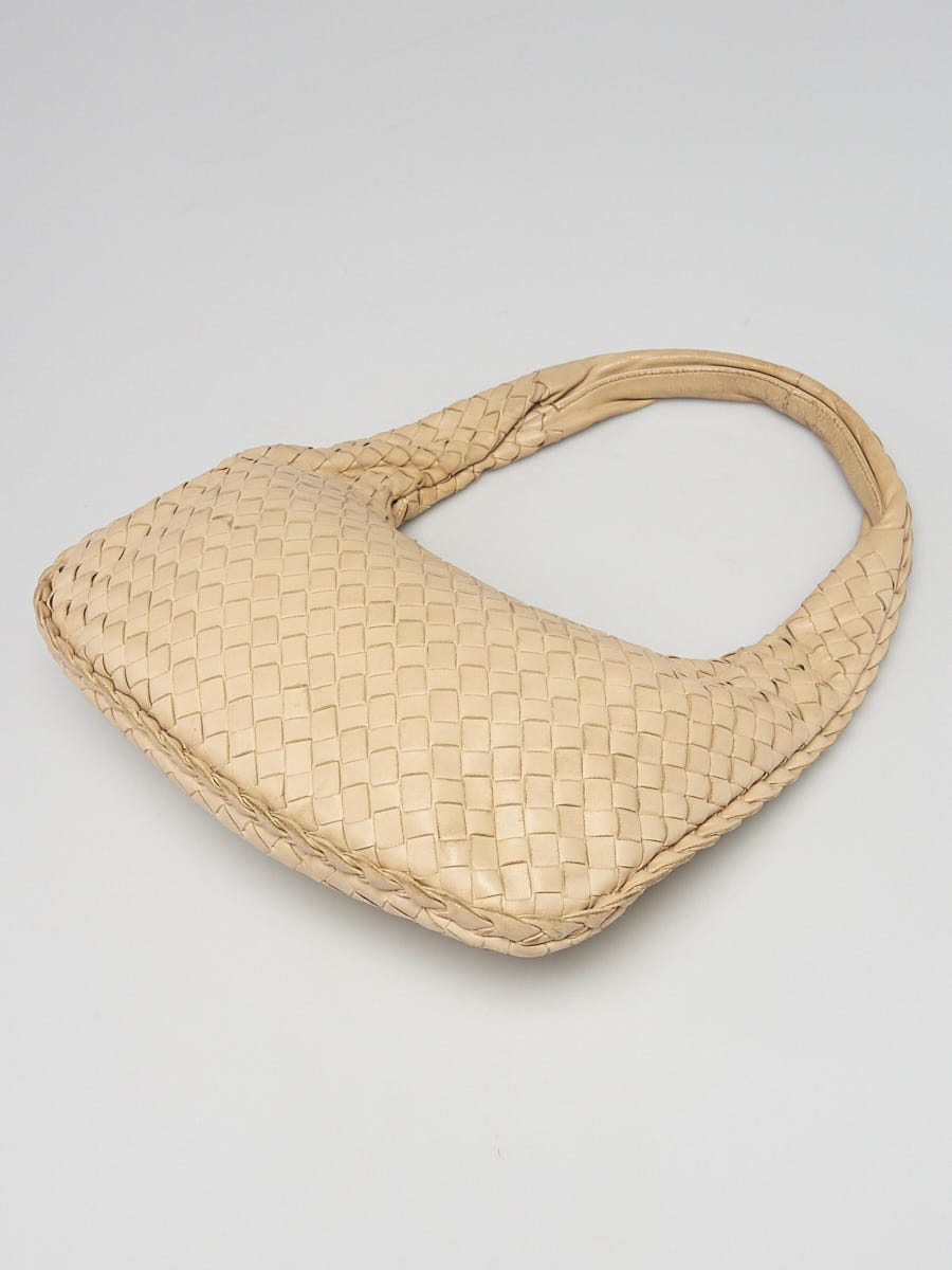 Bottega Veneta Cream Intrecciato Woven Nappa Leather Small Hobo