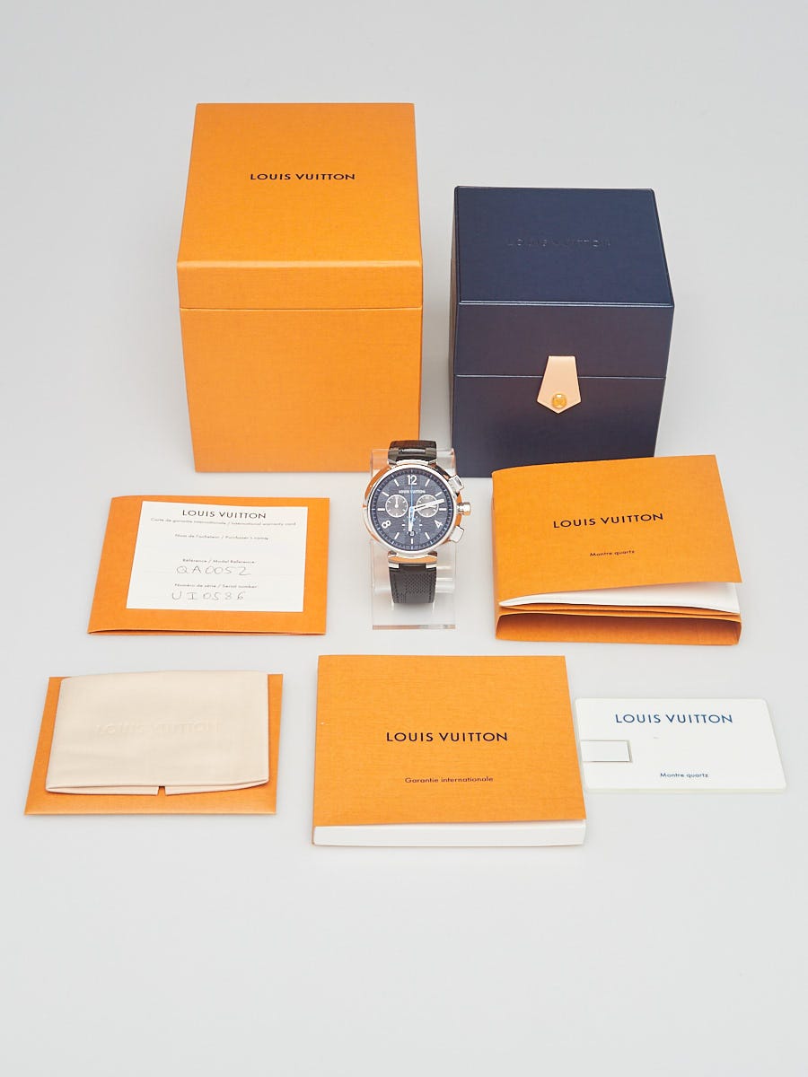 LOUIS VUITTON Stainless Steel Damier Graphite 41mm Tambour Quartz Watch  1302009